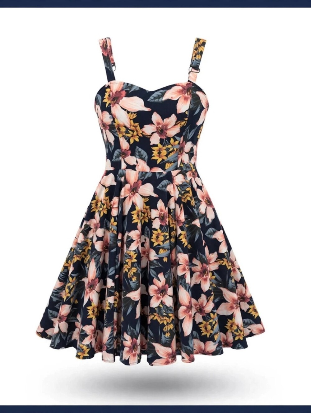 Steady Clothing Floral Fit & Flare Sundress – Handcrafted – Tropical Print - M